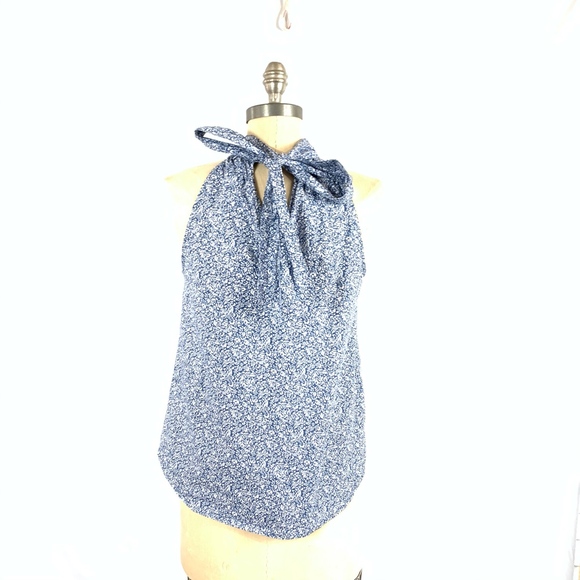 J. Crew S/L Floral Halter Style Stretch Blouse Top - Picture 2 of 8